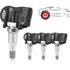 5139640AA TPMS Sensor(Set of 4), 315MHz Tire Pressure Monitoring Sensors Compatible with Chrysler, Dodge, Jeep, Ram, 300/ Town & Country/Charger/Wrangler... TPS with Metal TPMS Valve Stem