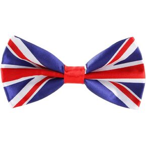Didiseaon Uk Flag Bowtie Union Jack Flag Bow Tie British Flag Bowtie United Kingdom Flag Neckwear Adjustable Silky Satin Bow 70th Jubilee Queen Elizabeth II Party Supplies