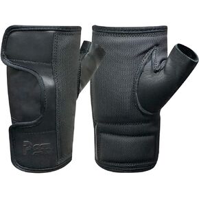 Wheelchair Gloves Cow Hide Leather Fingerless Full Open Easy Adjustable Palm Padded Gloves for Manual Wheelchairs Accessories Outdoor Activities (XX-Large)