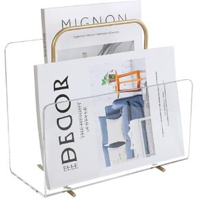 Acrylic Magazine Holder, Crystal Clear Acrylic Magazine Book Rack, Desktop File Organizer for Office Organization, Storage,Home Office Decoration,Reception