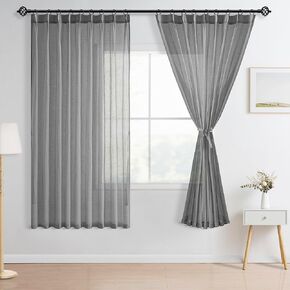 Hiasan Ivory Faux Linen Pinch Pleat Curtains 96 Inches Long for Living Room, Semi Sheer Window Curtains Pinch Pleated Drapes with Tieback and Hooks (2 Panels, 72" W x 96" L)