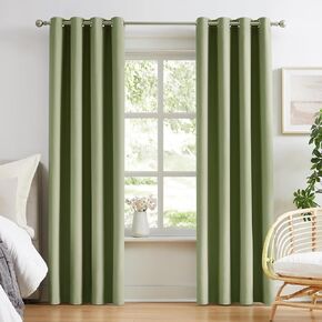 Melodieux Blackout Curtains for Bedroom Cotton Curtains 96 inch Length 2 Panels Set Grommet Window Curtains for Living Room Thermal Insulated 100% Blackout Drapes (Blue, 52 x 96 Inch)