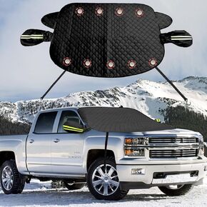 Car Windshield Cover,Magnetic Snow Windshield Cover,Car Snow Cover with Mirror and Strap,Sun Shade for Car Front Windshield,Fit for Compact SUV/Small Car(Black-62 X49)
