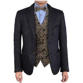 Men's Fashion Exporters Waistcoat Paisley Microfiber Vest Pre-tied Bow Tie