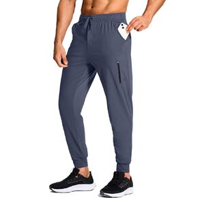 Men's Athletic Joggers Stretch Sweatpants with Zipper Pockets Running Workout Gym Track Golf Pants for Men