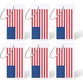 Luggage Tags, 6 Pack Plastic Luggage Tags for Suitcases with Stainless Steel Loops, Baggage Handbag Travel Suitcase Tags with Name Id Card (Red Stripe)