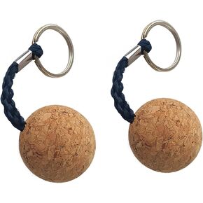 35mm Floating Cork Ball Keyring Float Keychain for Kayaking Boating Fishing Kite Surfing Sailing Kayak, Pack of 2