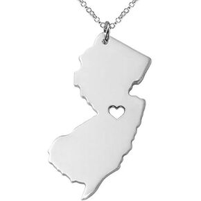 18K Gold Silver Country Map Charm Pendant New Jersey State Map Necklace Jewelry