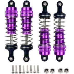 Aluminum Front Rear shock absorbers for Wltoys 124019 124018 124017 124016 144002 144001 RC car upgrade parts 4pcs/set（Black）