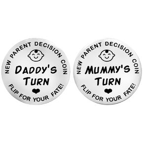 Baby Shower Gifts Double Sided Decision Coins for New Mom&Dad,Funny New Baby Gifts New Mom Gifts New Parents Gifts for Couples,Postpartum Gifts for Mom New Mommy Essentials 1 Pc