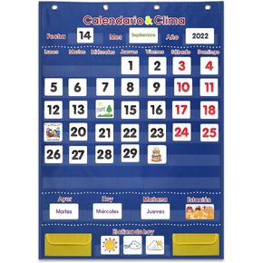 Calendario Espanol - مخطط جيب للتقويم الإسباني ومخطط جيب للطقس مع 142 بطاقة فلاش إسبانية - تقويم الطقس للتدريس في الفصول الدراسية والتعليم المنزلي باللغة الإسبانية (أسود)