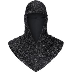 Renaissance Faux Chain Mail Coif Medieval Knight Cowl Crusader Armor Hood LARP Copsplay Costume Accessory