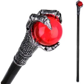Halloween Dragon Walking Cane - Fire Dragon Claw Scepter with Orb Wand Costume Accessory, Cosplay Prop for Magician Wizard Witch King Queen Fancy Dress Party