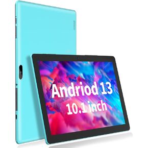 PRITOM M10 10 inch Tablet - Android 13 Tablets with 4GB(+2GB Expand) RAM, 64GB ROM, 512GB Expand, Quad-Core, HD IPS Screen, Dual Camera, Wi-Fi, Bluetooth, Cyan