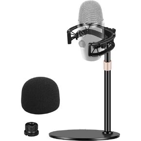 Microphone Stand with Shock Mount, [Custom Built for Yeti Nano Mic] Anti-Vibration Suspension Shock Mount Holder Clip Compatible with Blue Yeti Nano Microphones