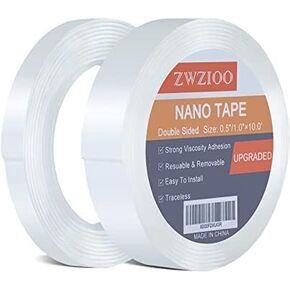 ZWZIOO Double Sided Tape Heavy Duty, Multipurpose Mounting Tape Removable Nano Tape Adhesive Grip, Washable Sticky Wall Tape Strips Transparent Tape Poster Carpet Tape for Home & Office