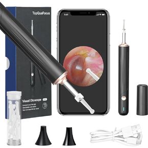 TopQuaFocus Ear Wax Removal,Wireless Ear Cleaner with 1000P HD Ear Camera,Earwax Removal Tool with 6 LED Lights,Ear Pick Cleaning Kit Suitable for Ear Kids Adults Ear Cleaning Endoscope