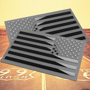 Metal American Flag Emblem Decal，Black American Flag Decal,for Car, Truck or SUV,5"x3"(Matte Black 1 Pair)