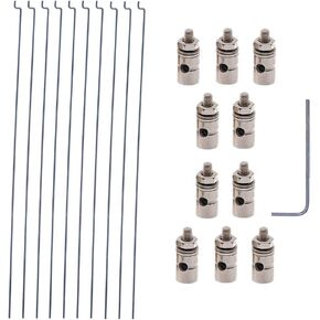 20PCs Adjustable Pushrod Connector Linkage Stopper Dia 1.3mm and 1.2 x 200mm/7.8Inch Steel Z Push Rods DIY Parts for RC Airplane Model Aircraft Boat