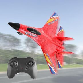 طائرة RC موديل SU-27 2.4 جيجا هرتز 6 محاور جيروسكوبية بجهاز تحكم عن بعد طائرة Rc للمبتدئين ألعاب عائلية للأنشطة الخارجية (أحمر)