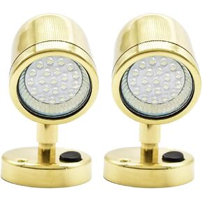 MARINE CITY Brass Swivel Head Cabin Reading Chart LED Light MR 16-3 W for Marines ? Boats ? Yachts ? Ships (Pack of 2)