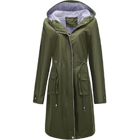 Lu's Chic Women's Rain Jackets Anorak Waterproof Casual Military Utility Outdoor Fall Hood in Kuwait