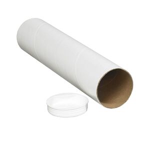 Aviditi White Mailing Tubes with Caps, 2" x 6", Pack of 50, for Shipping, Storing, Mailing, and Protecting Documents, Blueprints and Posters