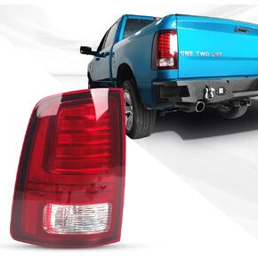 FIONE LED Tail Lights Assembly for 2013-2018 Dodge Ram 1500 & 2013-2018 2500 and 2014-2018 3500 Halogen Type & Red Lens Black Interior With Bulbs Left Driver Side CH2800202 68093081AC