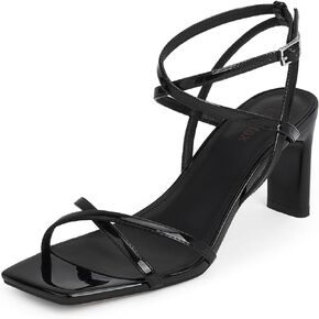 Strappy Heels for Women Square Open Toe Chunky High Heels Ankle Strap Sandals Comfort Dress Party Wedding Shoes