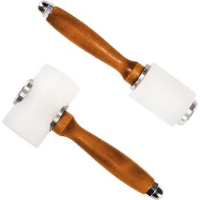 Tosnail 2-Pack Leather Craft Hammer with Wood Handle, Leather Working Tools for Crafting, Stamping, Punching - Durable Mallet for Jewelry Making & Leather Projects