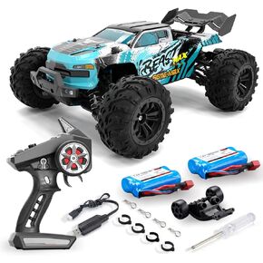 1:16 Scale All Terrain Brushless RC Car, 49MPH High Speed 4WD Vehicle with 2.4 GHz Remote Control, Waterproof Off-Road Truck with Two Rechargeable Batteries, Racing Car Toys for Adults and Boys