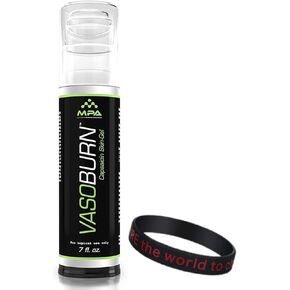 SleekMax, MPA Vasoburn Capsaicin Skin-Gel Pump Bottle, Targets Stubborn Areas, Capsaicin Cream, yohimbine Cream, bundle with a Motivational Wristband Bracelet to motivate and support you (7 oz.)