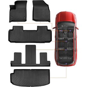 for 2018-2024 Chevy Traverse Floor Mats & Cargo Liner only for 7 Seats, for 2018 2019 2020 2021 2022 2023 2024 Chevrolet Traverse Floor Mats Accessories All Weather Protection Rubber Bucket Seats