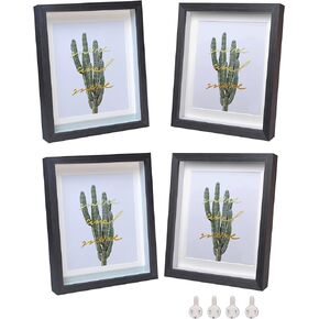 Wooden 4x6 Small Shadow Box Frame Black Picture Frames Glass Surfaces Internal Depth 0.6 inches for Wall Or Tabletop（4 Pack）