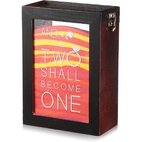 Unity Sand Ceremony Shadow Box Two Become One Rustic Shadow Box for Wedding Wood and Clear Acrylic Sand Box for Weddings, Vow Renewal, Beach Home Decor, 6 x 8.5 x 3 Inches