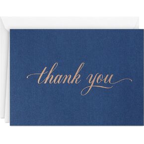 Hallmark Thank You Cards Assortment, Gold and Navy (120 Thank You Notes with Envelopes for Wedding, Bridal Shower, Baby Shower, Business, Graduation)