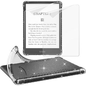MoKo Clear Case and 2-Pack Screen Protector for 6.8" Kindle Paperwhite (11th Generation-2021) and Kindle Paperwhite Signature Edition, Slim Soft TPU Case with Anti-Glare PET Matte Protective Film