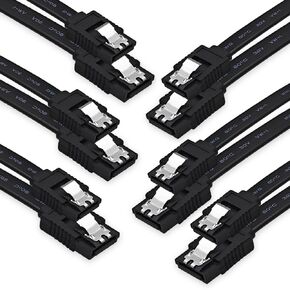 6-Pack 18 Inch SATA Cable, SATA III Cable 6Gbps 90 Degree Righe Angle to 180 Degree for SATA HDD, SSD, CD Driver, CD Writer, Black