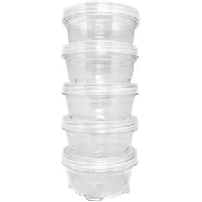 Storage Containers Clear Stackable Interlocking Detachable with Lid 5 for Beads Food Jewelry Coins Medicine Screws Nuts - 3 1/2" Round