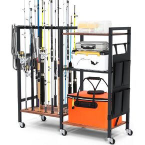 حامل صنارة صيد الأسماك من تادوموي للمرآب، وتخزين معدات الصيد لـ 16 عمودًا لصيد الأسماك، وطُعم الصيد، وخط الصيد، وبكرات الصيد، وصندوق تتبع الصيد وأكثر من ذلك، هدية مثالية للرجال والأب والزوج in Kuwait