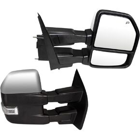 SUPDM Pair Towing Mirrors with Temperature sensor fit for 2015 2016 2017 2018 2019 Ford F150 Truck side Mirrors w/Turn Signal, Auxiliary Lamp (Chrome)