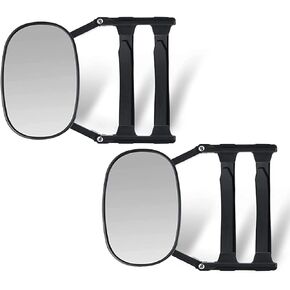 ZKFAR 2 Pack Wider Rearview Mmirror, 360 Degree Rotation Adjustable, Clip-on Towing Mirror, for Towing Trailer Clip on Mirror Side Mirror Extension (Black)