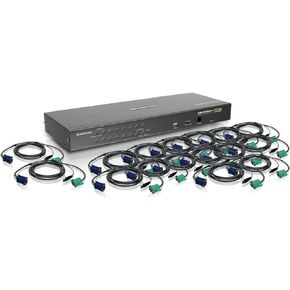 IOGEAR 16-Port USB PS/2 Combo KVM Switch w/Full Set of Cables, (GCS1716KITU),Black