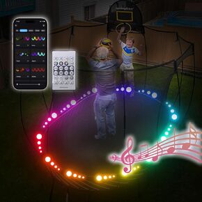 DIY LED Trampoline Lights, Change Color When Jumping Trampoline Lights with Bluetooth APP and Remote Control, Fits 8FT 10FT 12FT 14FT 15FT 16FT Trampolines (RGB+IC, 50ft)
