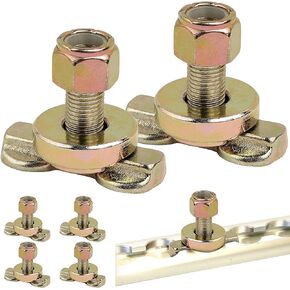 PALOZO L-Track Double Lug Threaded Stud Nut Fitting Tie Down, Used with L Track Rails for Truck Bed or Trailer Cargo Control, Bearing 6000 LBS Heavy Duty Steel, Pack of 6, Black