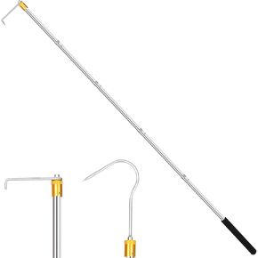 74 inch Adjustable Pole Hook Truck Cargo clamp, Truck Cargo Recovery Device, Long Pole clamp Lathe Hook with Hook, Truck Base Front Telescopic Tool (with Two Hook Heads) in Kuwait