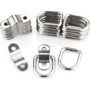 12 Pack Tie Down Rings with Mounting Bracket, Heavy Duty Stainless Steel Lashing Ring D-Ring Anchor Point, 1/4" Surface Mount for Trailer Truck Hauling, Cargo Load, RV Pickup Camper and Boats