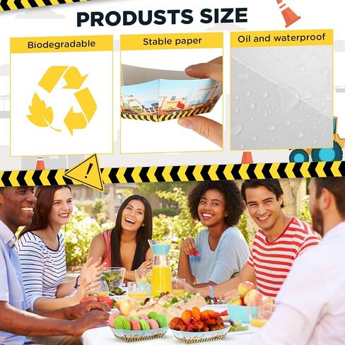 100 Pcs 2lb Construction Party Supplies Paper Food Trays Disposable Serving Trays Nacho Hot Dog Boats Trays Construction Party Favors for Birthday Carnival Carnival Concession Food Condiment in Saudi Arabia