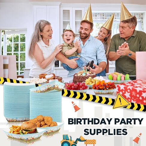 100 Pcs 2lb Construction Party Supplies Paper Food Trays Disposable Serving Trays Nacho Hot Dog Boats Trays Construction Party Favors for Birthday Carnival Carnival Concession Food Condiment in Saudi Arabia