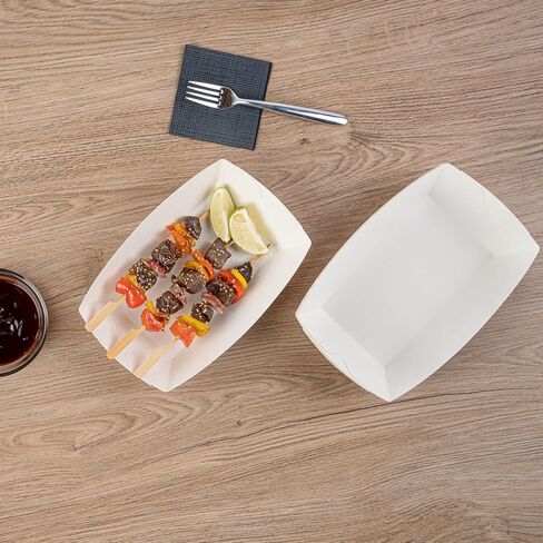 Restaurantware Bio Tek 2 Pound Food Boats 200 Disposable Paper Food Trays - Heavy-Duty Greaseproof Pink And White Paper Boats For Snacks Appetizers Or Treats Use At Parties Or Carnivals in Kuwait